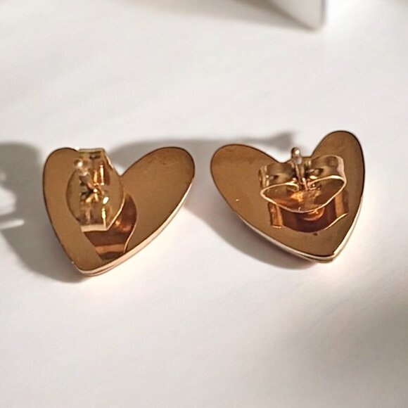 Small Heart Stud White Gold Earring - Picture 3 of 5